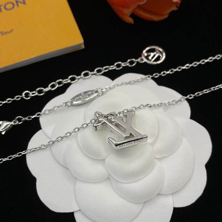 Unique Flower Letter Pendant Necklace