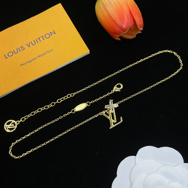Unique Flower Letter Pendant Necklace