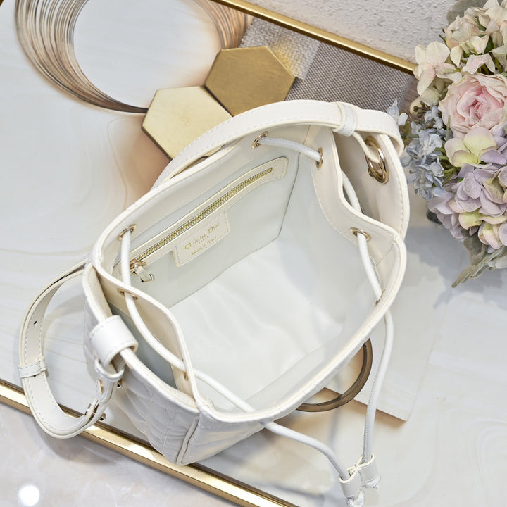 Three-color printed drawstring bucket bag