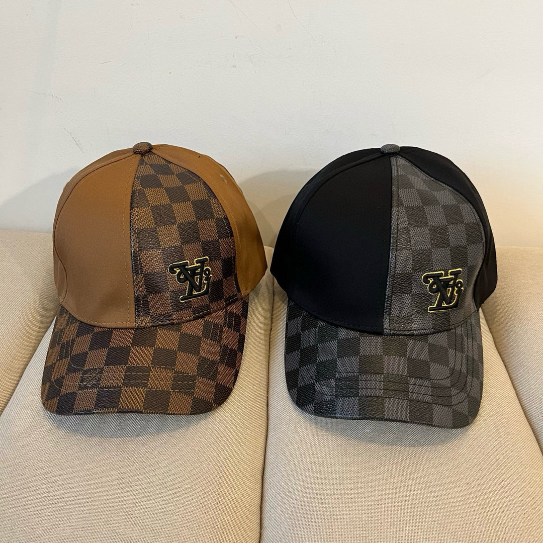 Two-tone retro plaid patchwork baseball cap