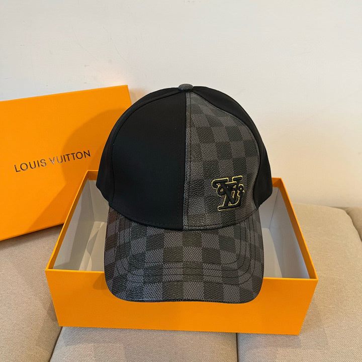 Two-tone retro plaid patchwork baseball cap