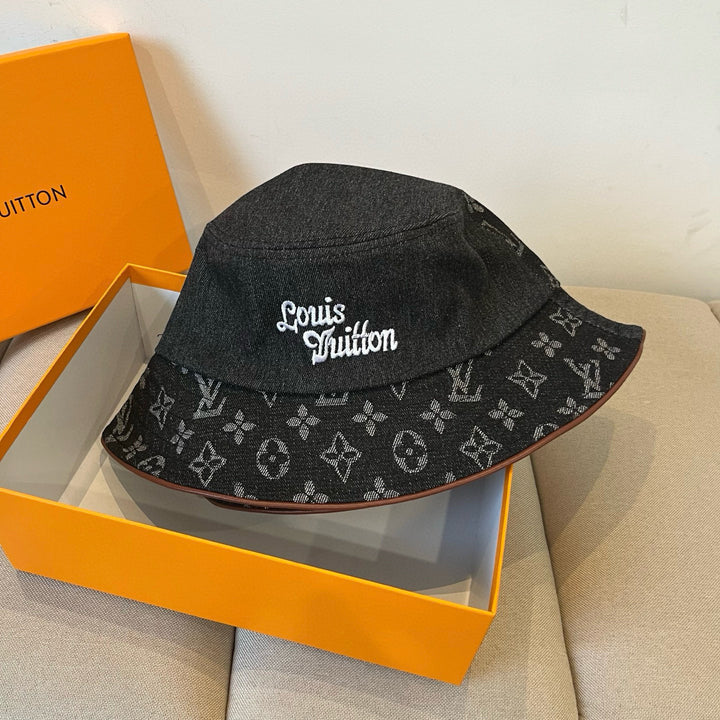 Two-tone retro denim fisherman's hat