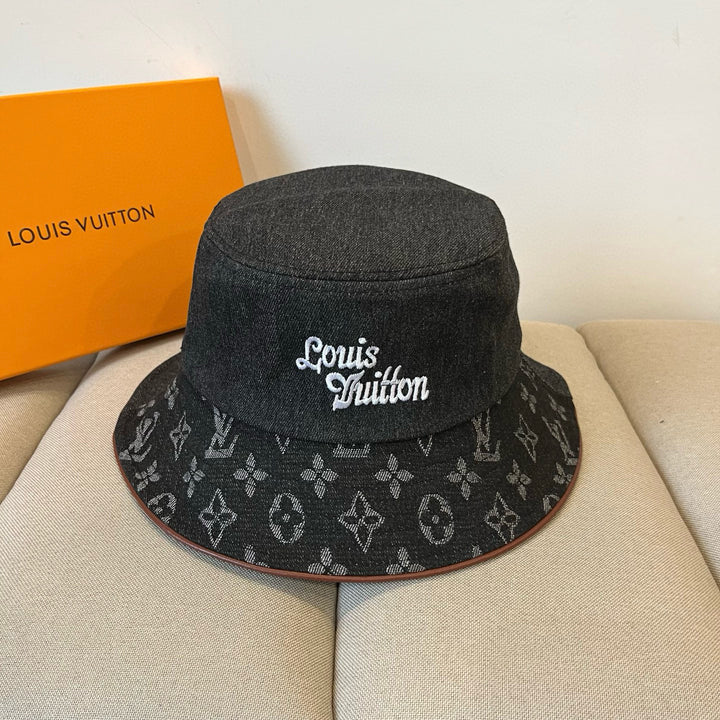 Two-tone retro denim fisherman's hat