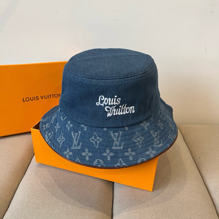 Two-tone retro denim fisherman's hat