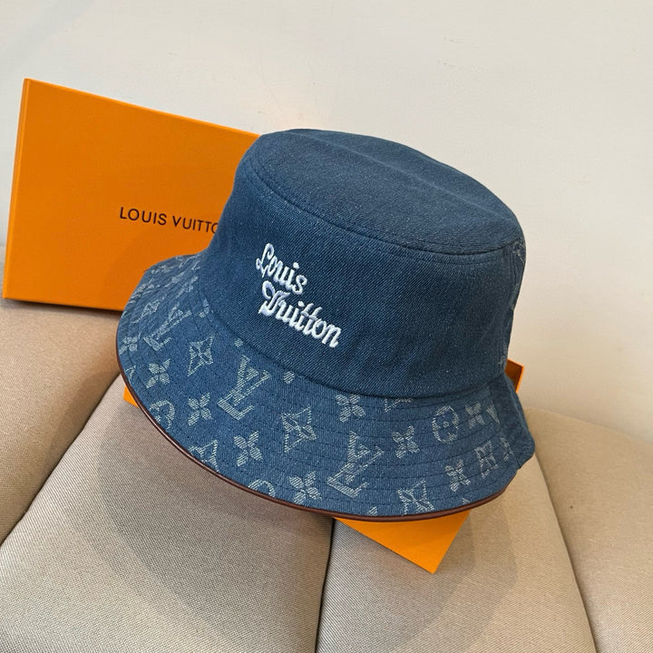 Two-tone retro denim fisherman's hat