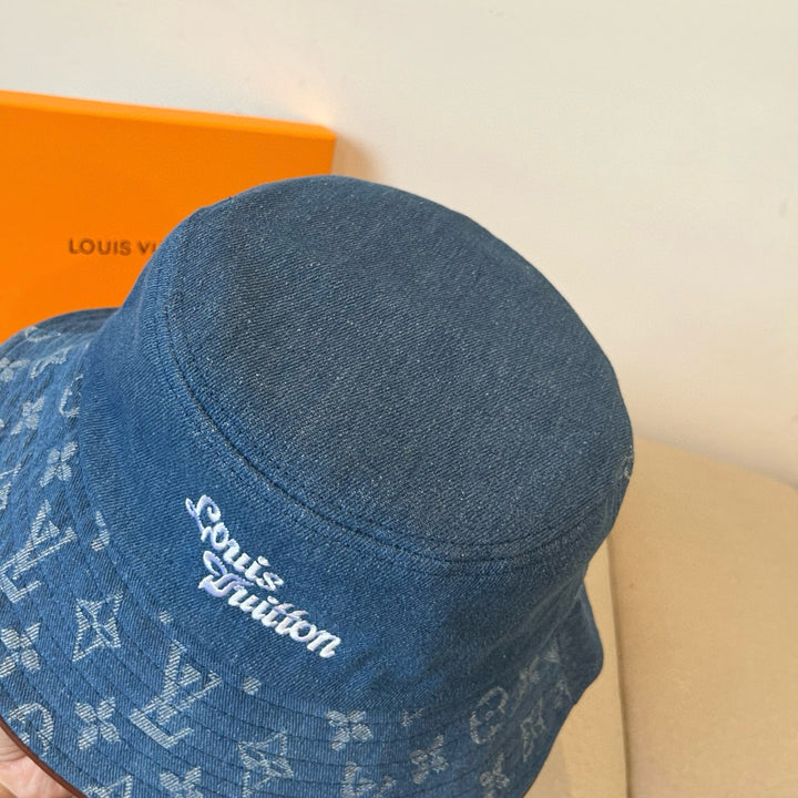Two-tone retro denim fisherman's hat