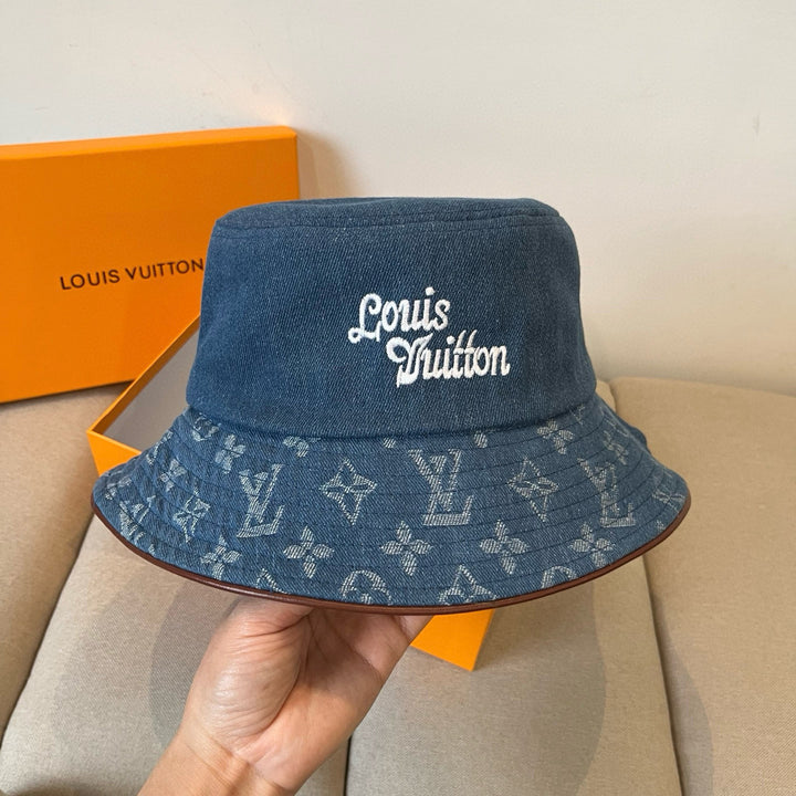 Two-tone retro denim fisherman's hat
