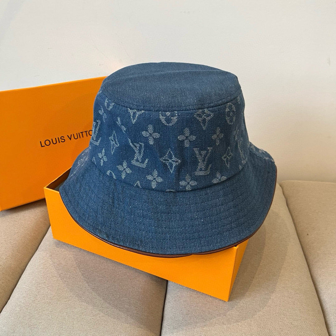 Two-tone retro denim fisherman's hat