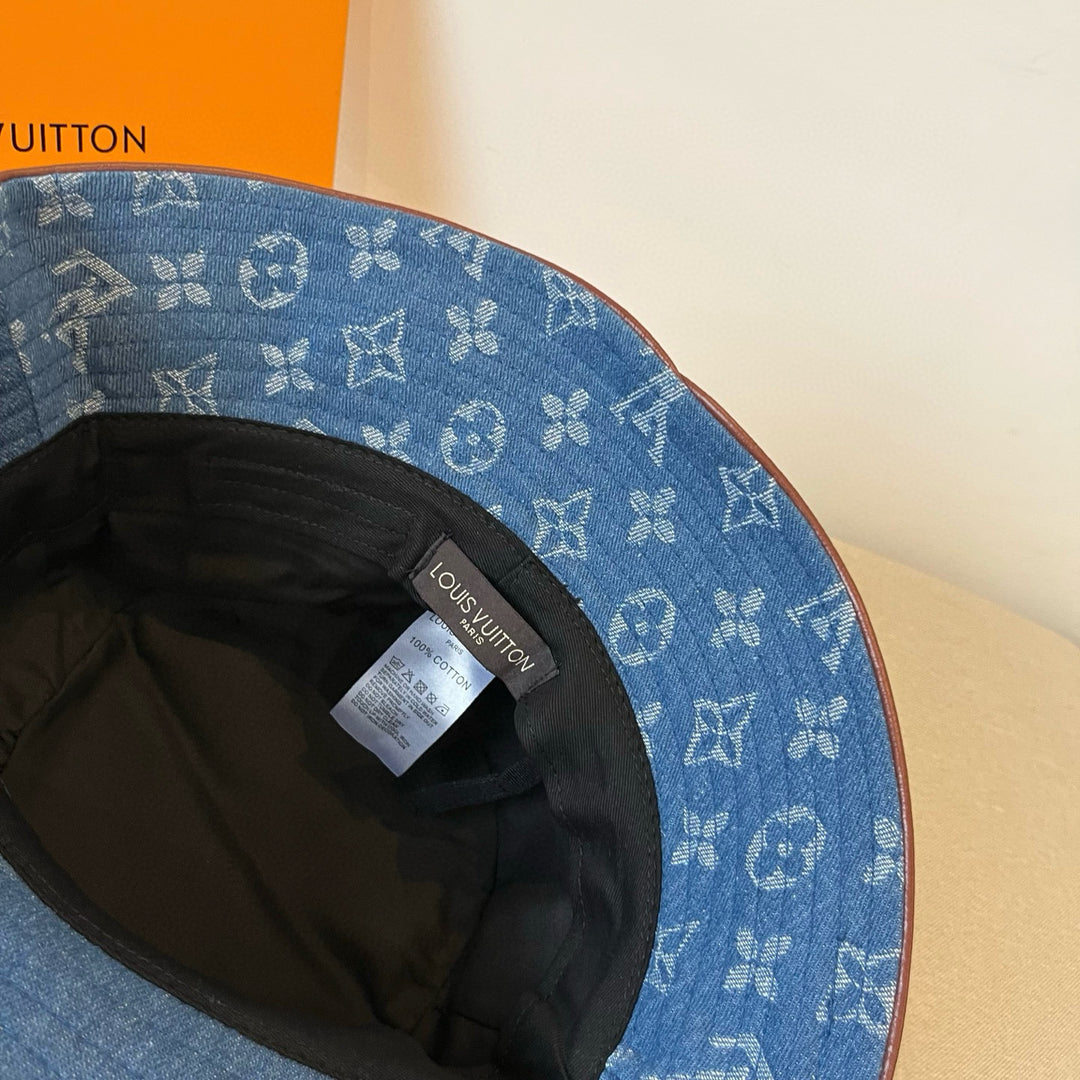 Two-tone retro denim fisherman's hat