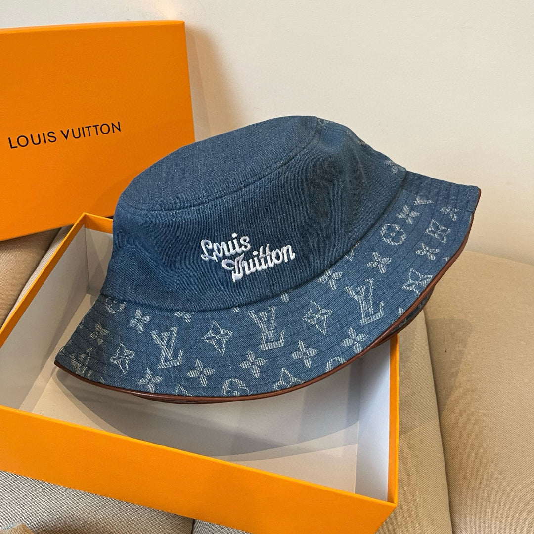 Two-tone retro denim fisherman's hat