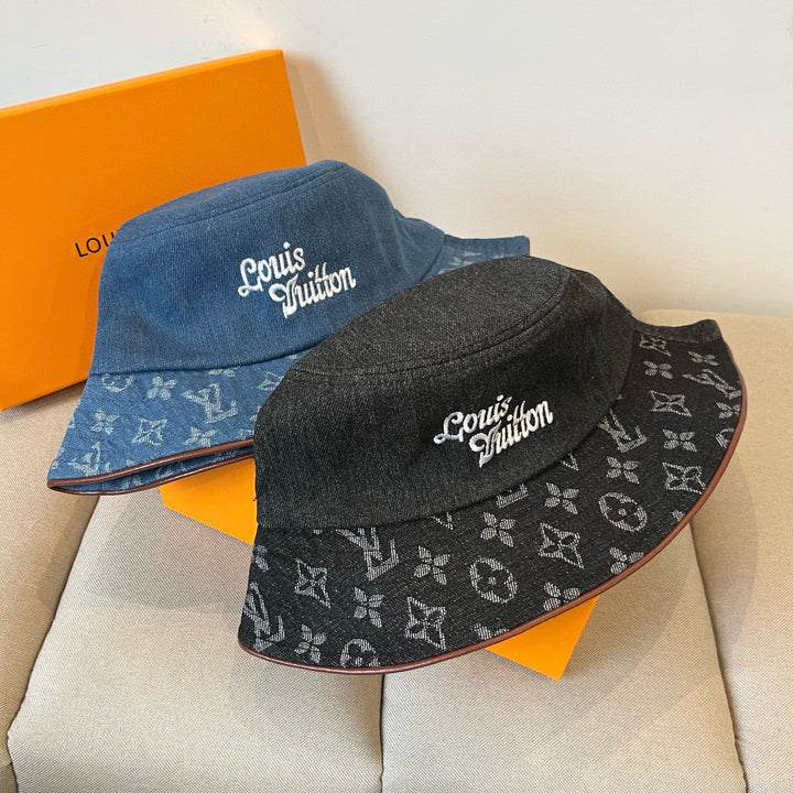 Two-tone retro denim fisherman's hat