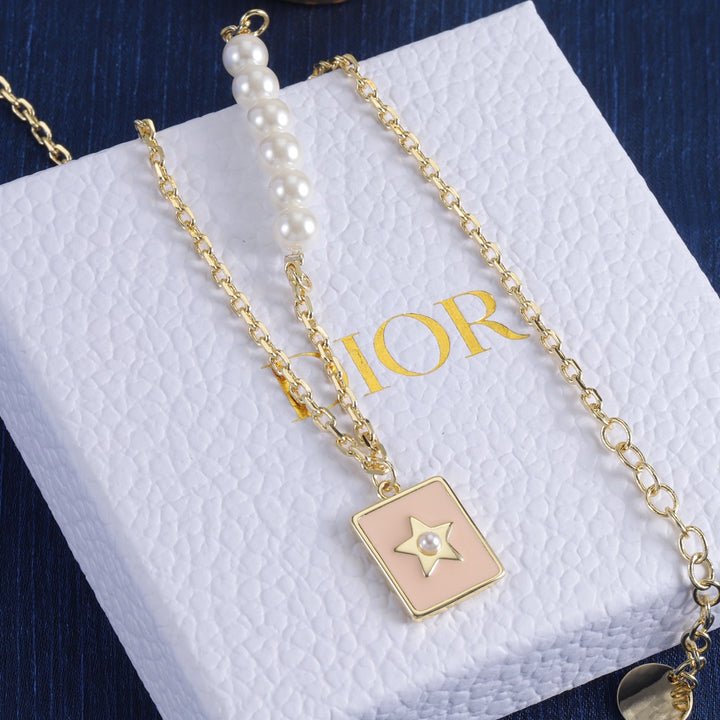 Pearl - Decorated Gold Chain Necklace