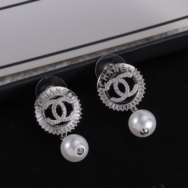 Pearl - Teardrop Crystal Circle Earrings