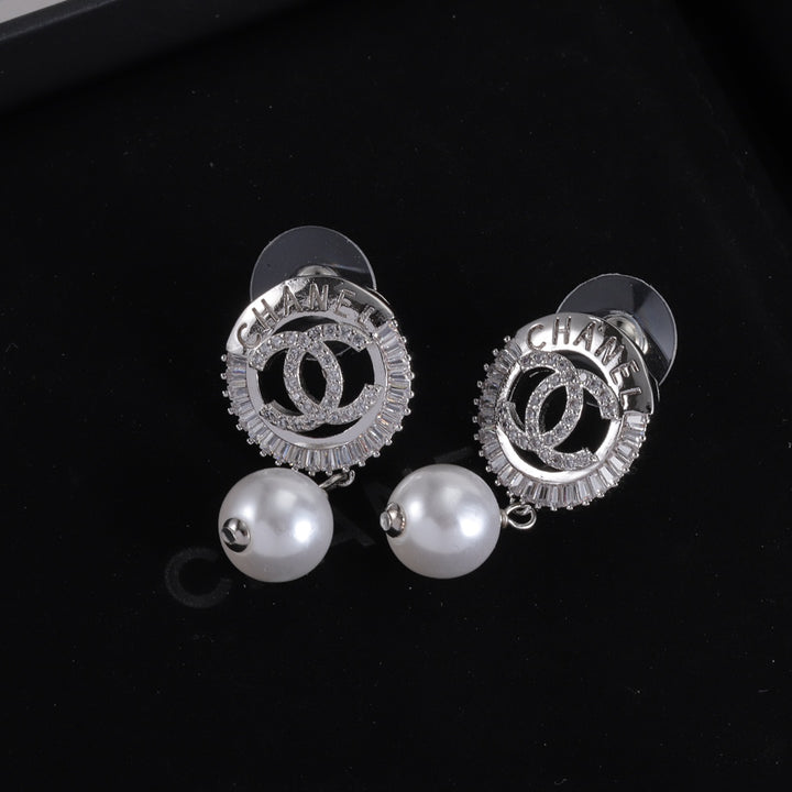 Pearl - Teardrop Crystal Circle Earrings