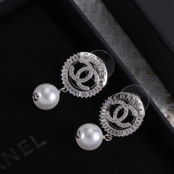 Pearl - Teardrop Crystal Circle Earrings