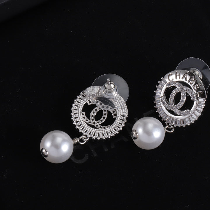 Pearl - Teardrop Crystal Circle Earrings