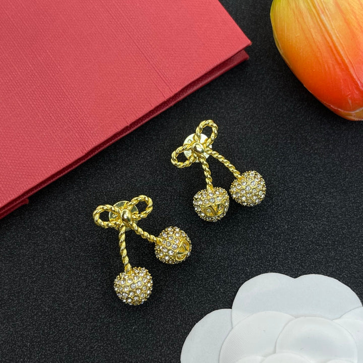 Two-tone cherry crystal earrings