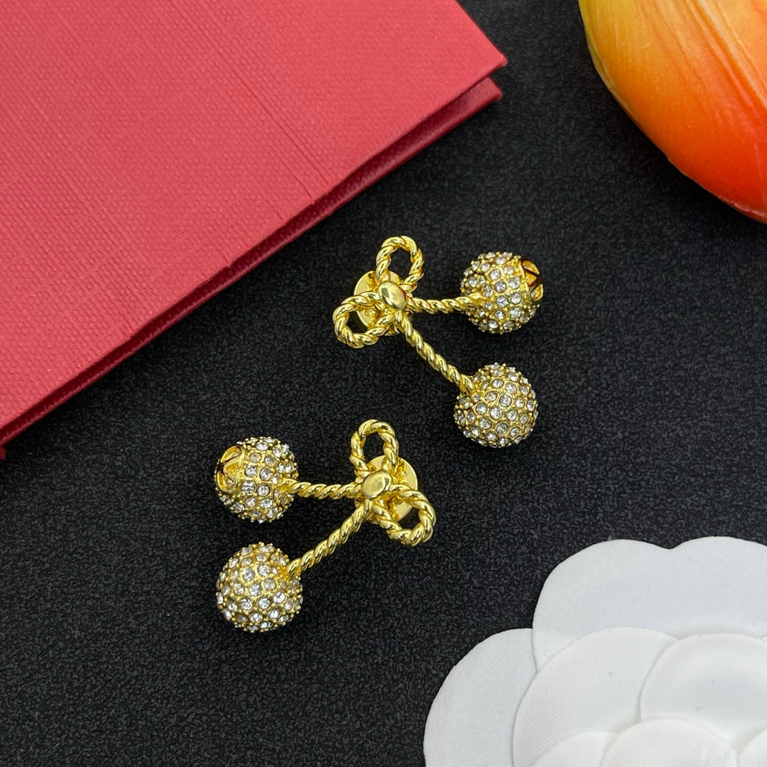 Two-tone cherry crystal earrings