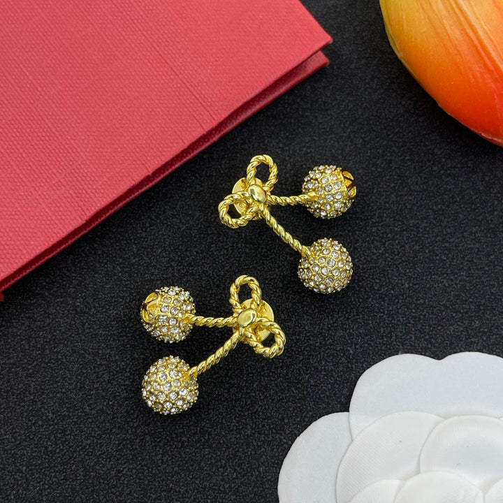 Two-tone cherry crystal earrings