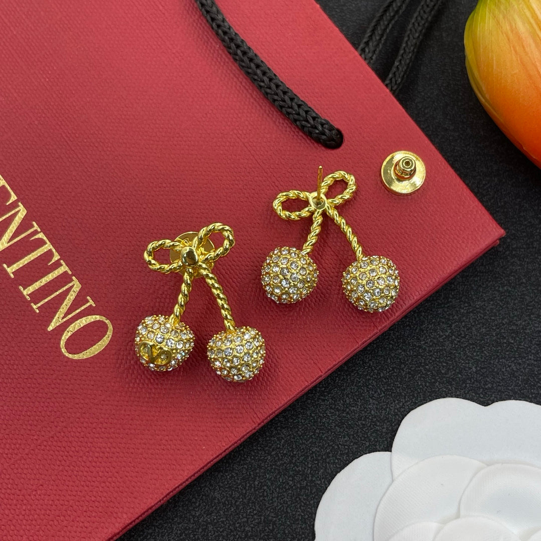 Two-tone cherry crystal earrings
