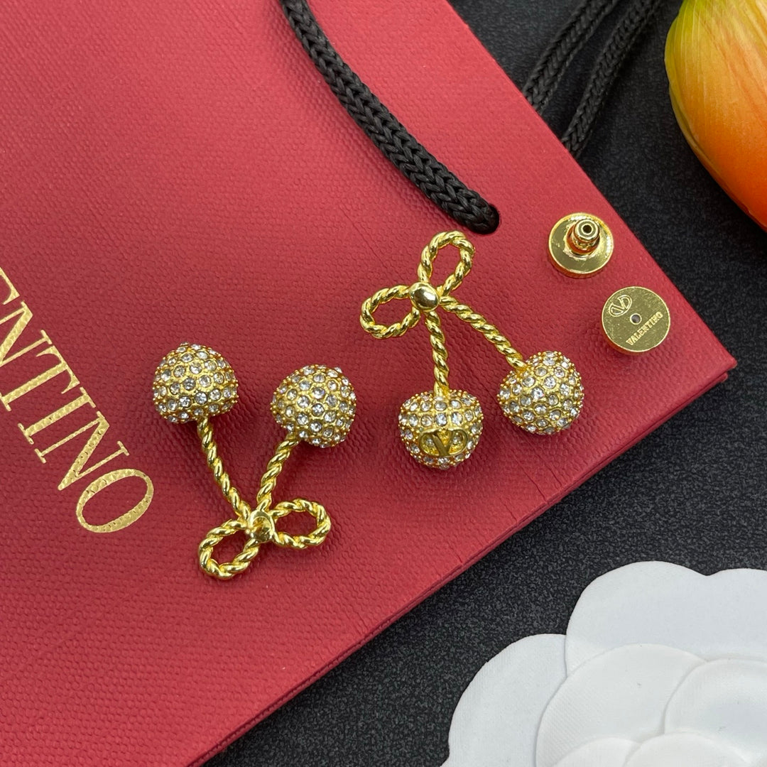 Two-tone cherry crystal earrings