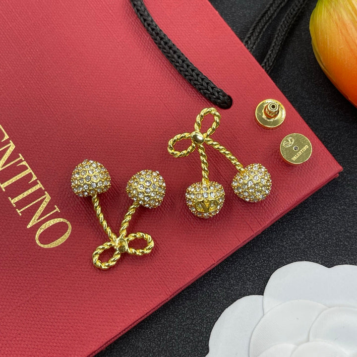Two-tone cherry crystal earrings