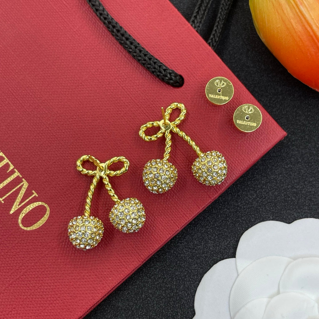 Two-tone cherry crystal earrings