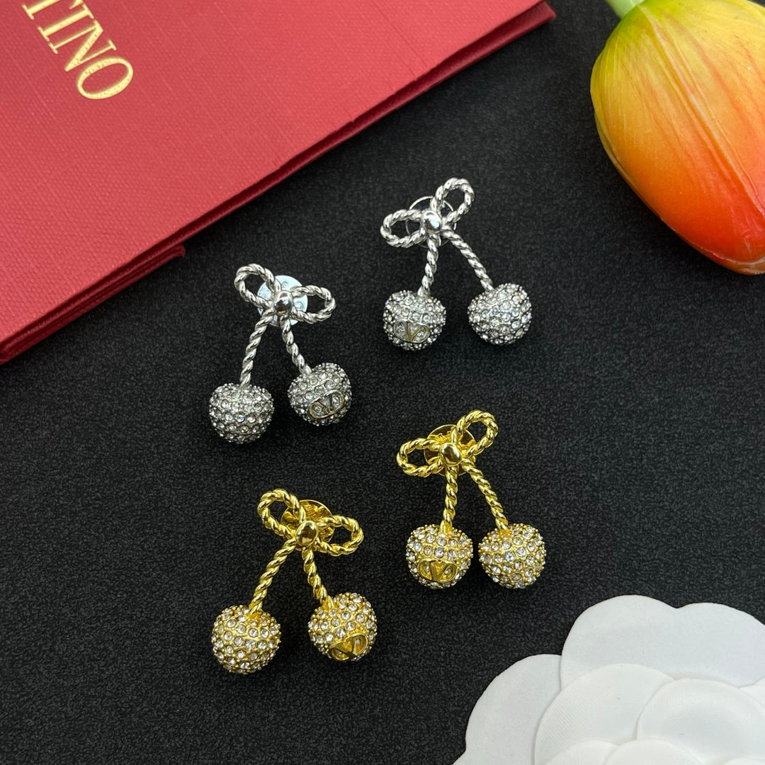 Two-tone cherry crystal earrings
