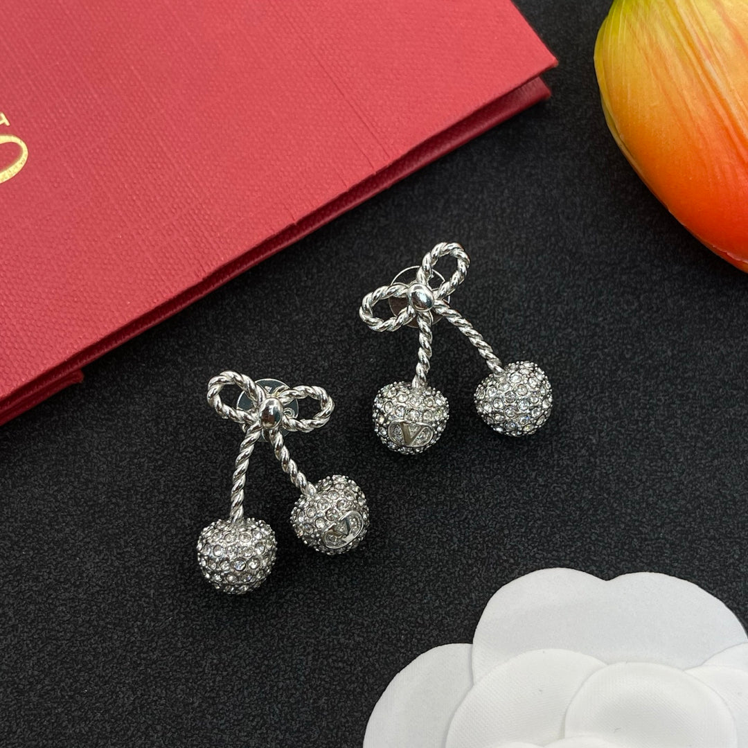 Two-tone cherry crystal earrings