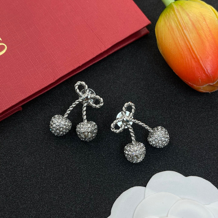 Two-tone cherry crystal earrings
