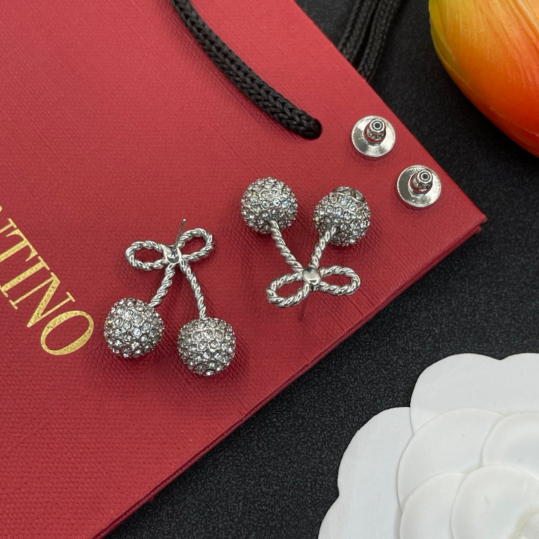 Two-tone cherry crystal earrings
