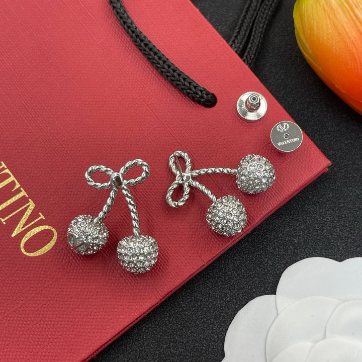 Two-tone cherry crystal earrings
