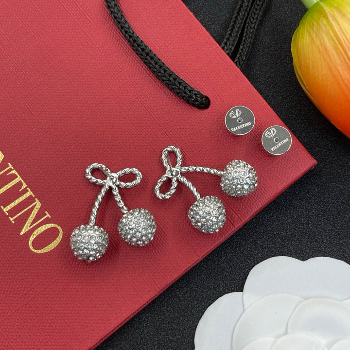 Two-tone cherry crystal earrings