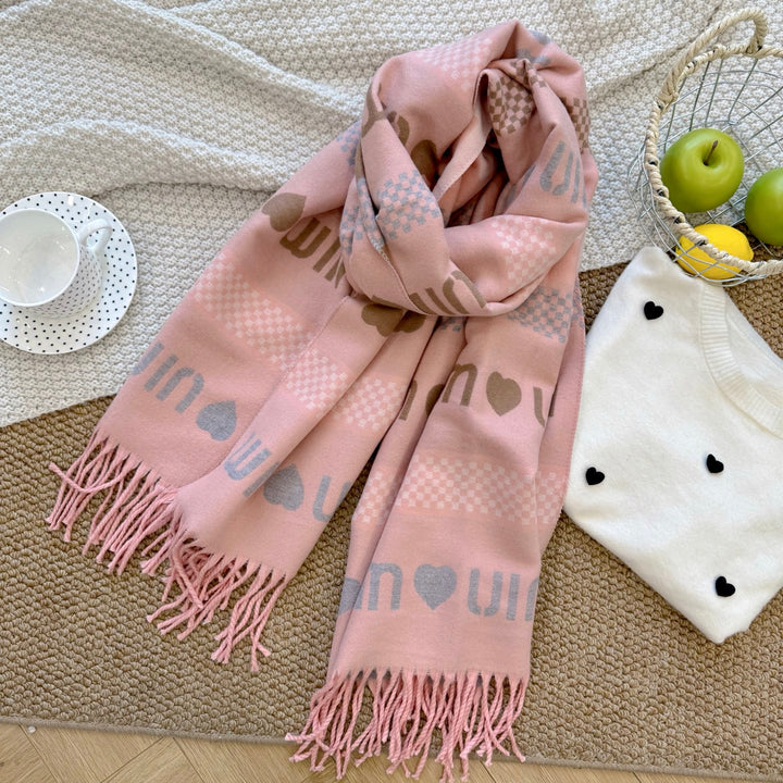 5-color heart tassel scarf