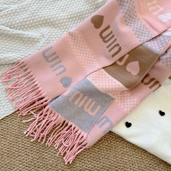 5-color heart tassel scarf