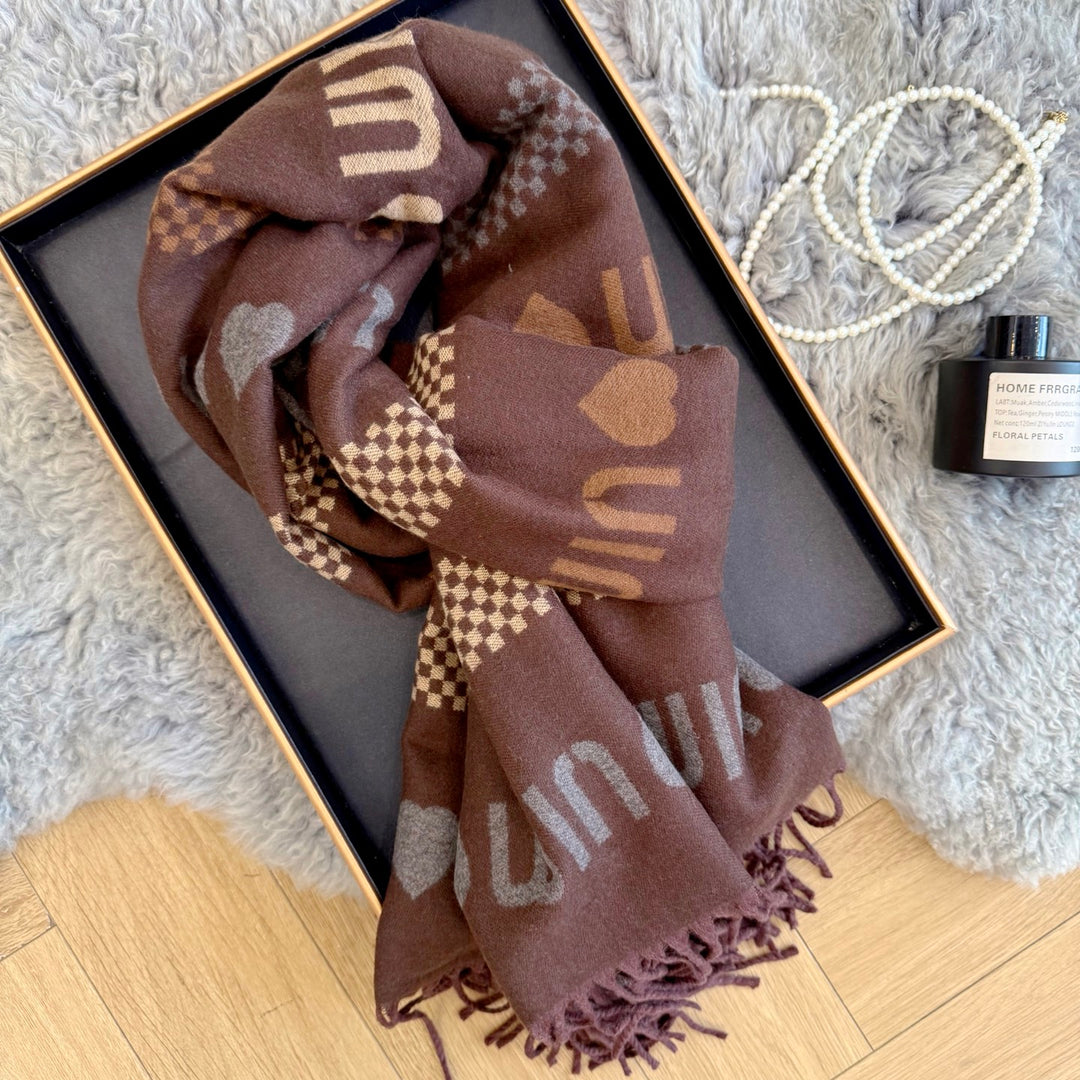 5-color heart tassel scarf
