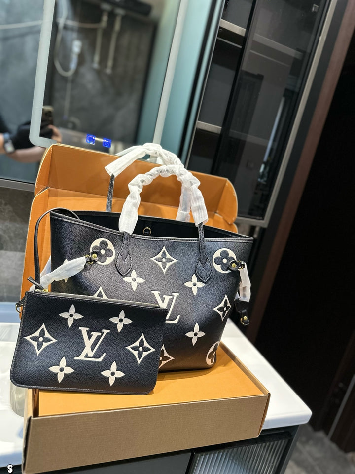 3-color luxury four-leaf clover print tote bag