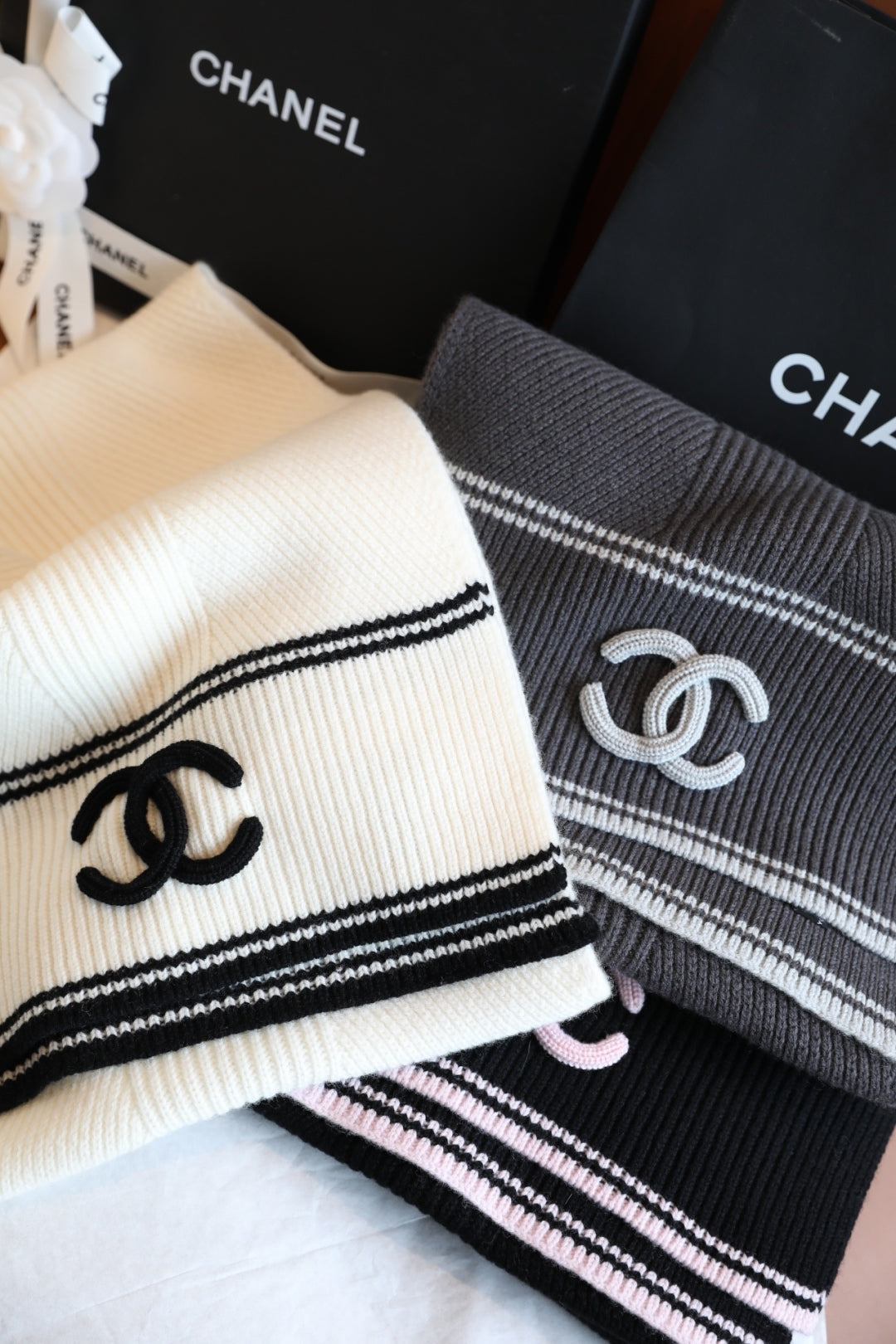 3-Color Knitted Cashmere Shawl Scarf