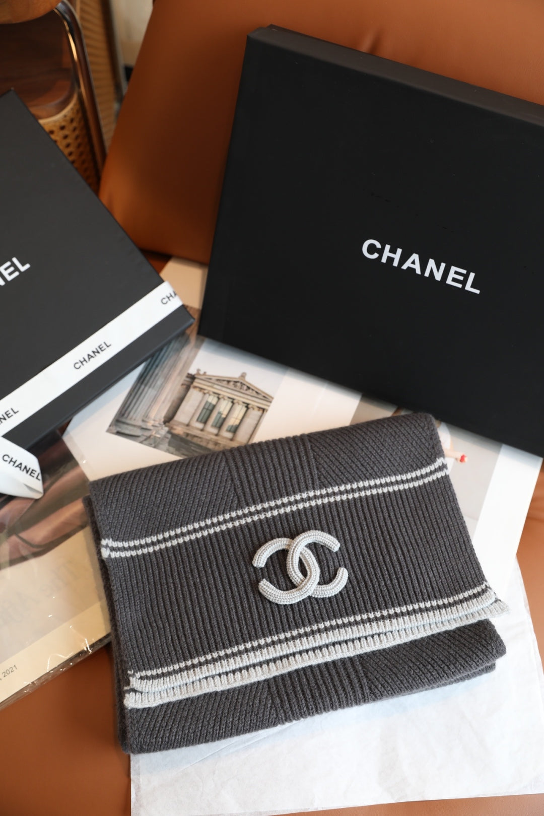 3-Color Knitted Cashmere Shawl Scarf