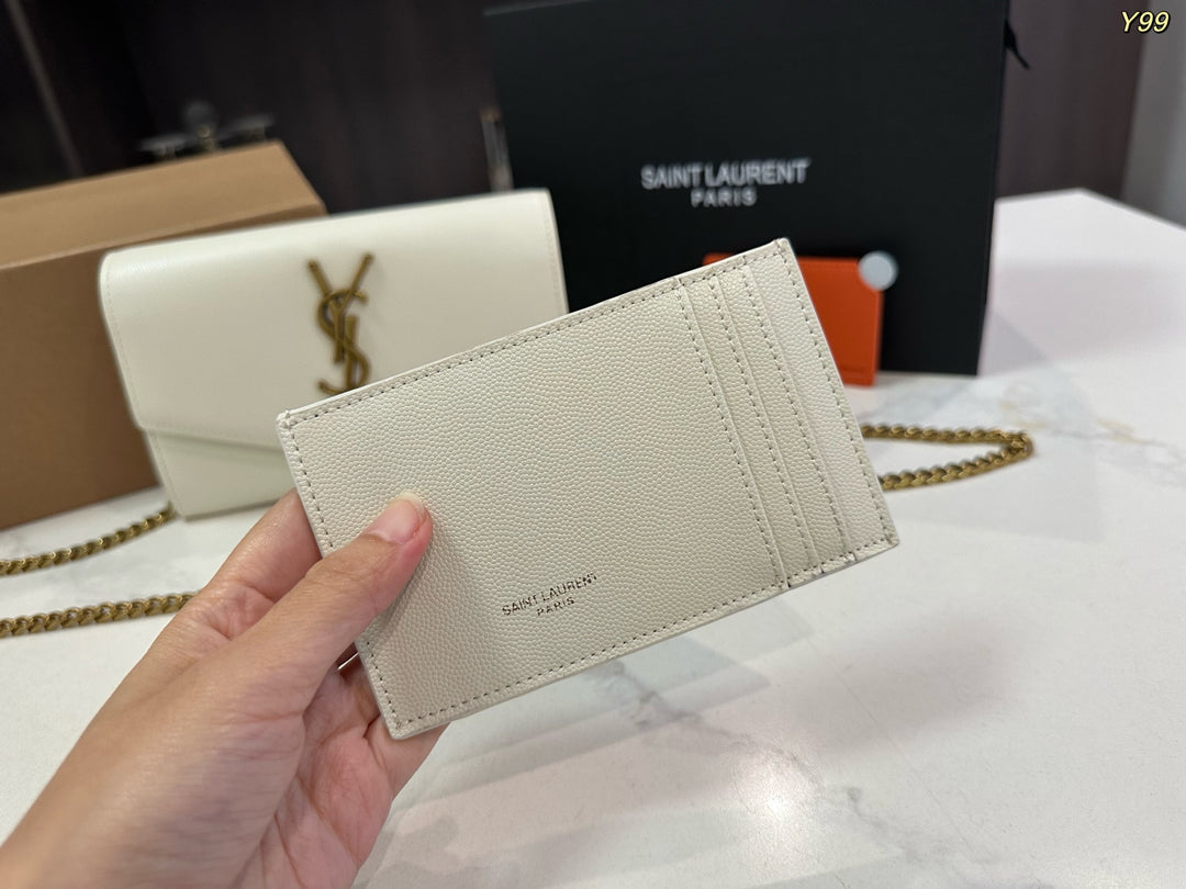 Envelope-style white chain crossbody bag